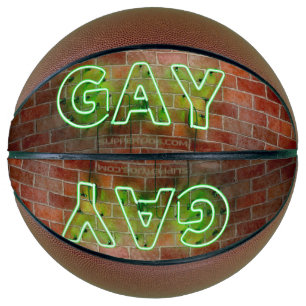 SlipperyJoe verlichte gay neonbord helder levendig Basketbal