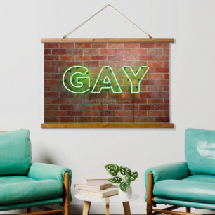 SlipperyJoe verlichte gay neonbord helder levendig Hangend Wandkleed
