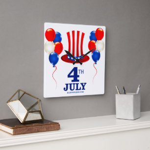 SlipperyJoe's 4 juli Onafhankelijkheidsdag klassie Vierkante Klok