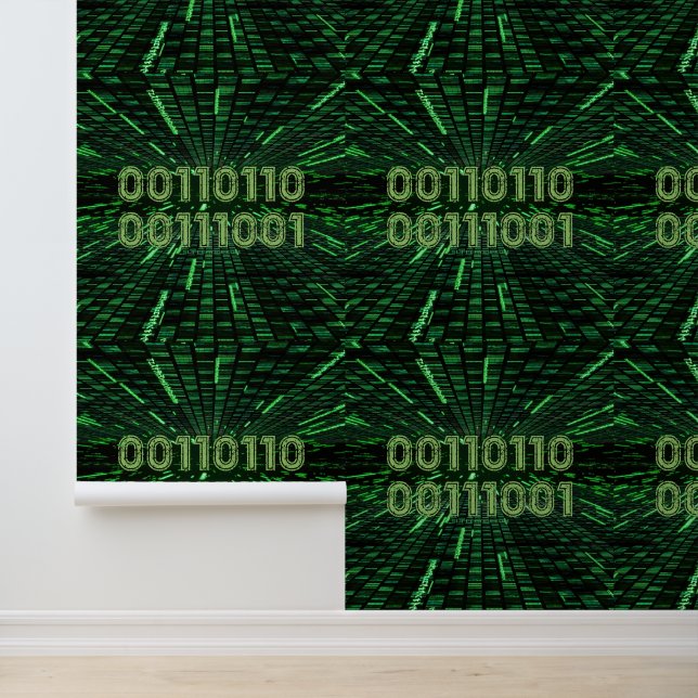 SlipperyJoe's 69 binaire code levendige groene com Behang (Applicatie)