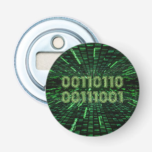 SlipperyJoe's 69 binaire code levendige groene com Button Flesopener