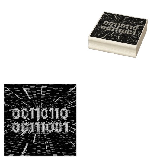 SlipperyJoe's 69 binaire code levendige groene com Rubberstempel (Gestempeld)
