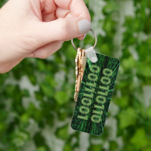 SlipperyJoe's 69 binaire code levendige groene com Sleutelhanger