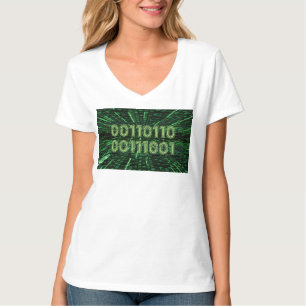 SlipperyJoe's 69 binaire code levendige groene com T-shirt