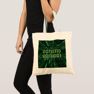 SlipperyJoe's 69 binaire code levendige groene com Tote Bag