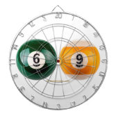 SlipperyJoe's 69 harde pooltafel twee biljartbal Dartbord (Voorkant)