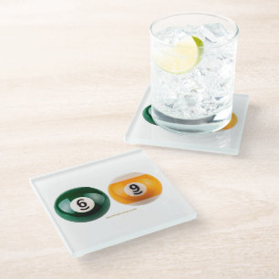 SlipperyJoe's 69 harde pooltafel twee biljartbal Glazen Onderzetter