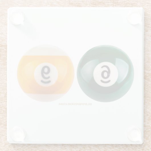 SlipperyJoe's 69 harde pooltafel twee biljartbal Glazen Onderzetter (Achterkant)