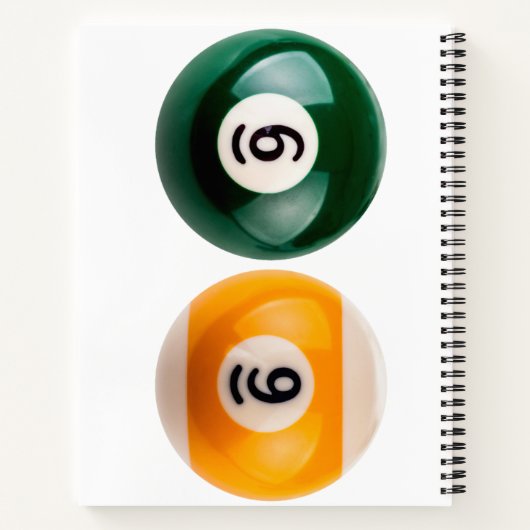 SlipperyJoe's 69 harde pooltafel twee biljartbal Notitieboek (Achterkant)