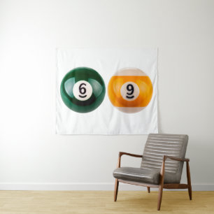 SlipperyJoe's 69 harde pooltafel twee biljartbal Wandkleed