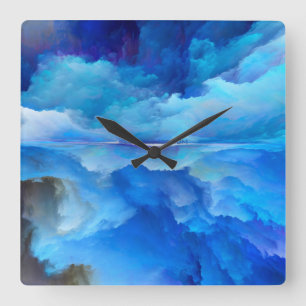 SlipperyJoe's abstracte wolkenkunstwerk kleurrijke Vierkante Klok