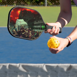 SlipperyJoe's apocalyptische Halloween-scène grote Pickleball Paddle