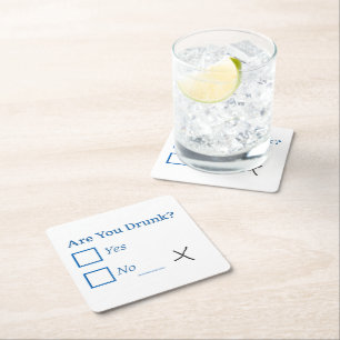 SlipperyJoe's Are You Drink gehamerd selectievakje Vierkante Kartonnen Onderzetter