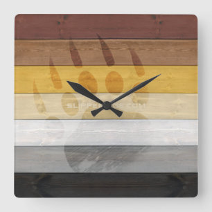 SlipperyJoe's artistieke Beer Wood gay gifts Beer  Vierkante Klok