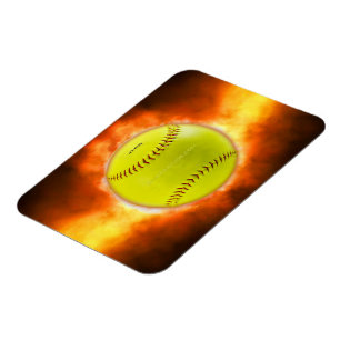 SlipperyJoe's artistieke Softball op vuurcadeaus v Magneet
