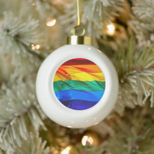 SlipperyJoe's artistieke Wave Gay Pride Flag cadea Keramische Bal Ornament