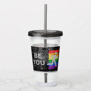 SlipperyJoe's Be You bakstenen muur stickfigure re Acryl Drinkbeker