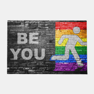 SlipperyJoe's Be You bakstenen muur stickfigure re Deurmat
