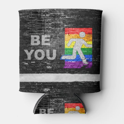 SlipperyJoe's Be You zwart bakstenen wandfiguur Blikjeskoeler (Voorkant)