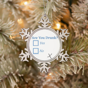 SlipperyJoe's ben je dronken humoristisch licht sa Tin Sneeuwvlok Ornament