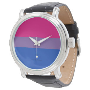 SlipperyJoe's Biseksuele Pride-vlag kleuren magent Horloge