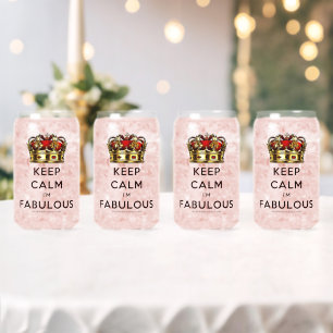 SlipperyJoe's blijf kalm fabulous gouden kroon roo Blikvorm Glas