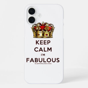 SlipperyJoe's blijf kalm fabulous gouden kroon roo iPhone 16 Plus Hoesje