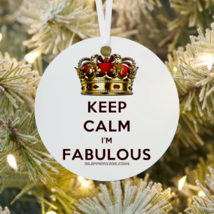 SlipperyJoe's blijf kalm fabulous gouden kroon roo Metalen Ornament