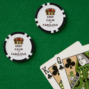 SlipperyJoe's blijf kalm fabulous gouden kroon roo Poker Chips
