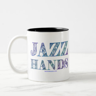 SlipperyJoe's Broadway-musical Jazz Hands queer ca Tweekleurige Koffiemok
