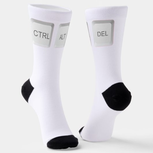 SlipperyJoe's CTRL ALT DEL knoppen drie witte com Sokken (Gebogen)