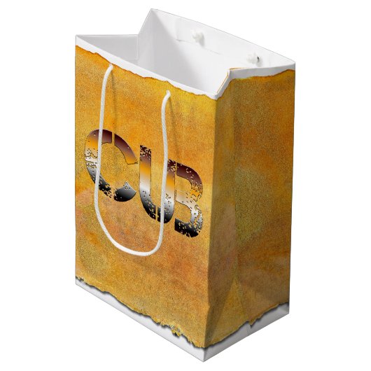 SlipperyJoe's cub beer woord sinaasappel-bruine ti Medium Cadeauzakje (Voorkant Gekanteld)