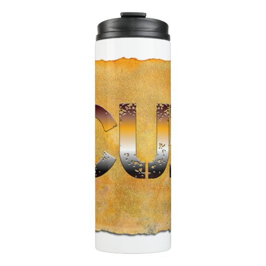 SlipperyJoe's cub beer woord sinaasappel-bruine ti Thermosbeker (Voorkant)