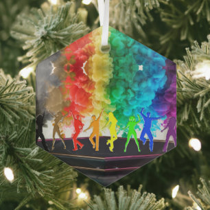 SlipperyJoe's Dancing Pride Shadows gay geschenken Glas Ornament