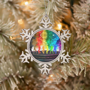 SlipperyJoe's Dancing Pride Shadows gay geschenken Tin Sneeuwvlok Ornament