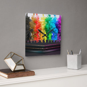 SlipperyJoe's dansende pride Shadows homo cadeauku Vierkante Klok