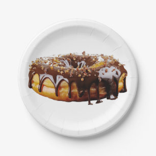 SlipperyJoe's decadente donut bedekt met dikke gla Papieren Bordje