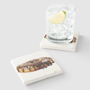 SlipperyJoe's decadente donut bedekt met dikke gla Stenen Onderzetter