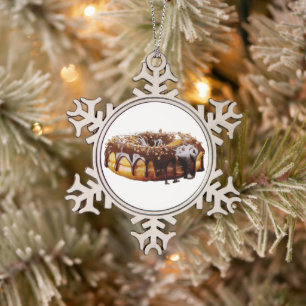 SlipperyJoe's decadente donut bedekt met dikke gla Tin Sneeuwvlok Ornament