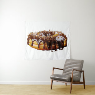 SlipperyJoe's decadente donut bedekt met dikke gla Wandkleed