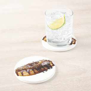 SlipperyJoe's decadente donut bedekt met dikke gla Zandsteen Onderzetter