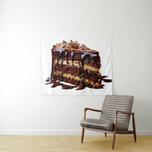 SlipperyJoe's decadente meerlagige chocoladetaart Wandkleed
