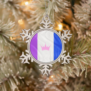 SlipperyJoe's dragcultuur trots vlag paarse geest Tin Sneeuwvlok Ornament