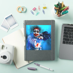 SlipperyJoe's dreigende clown Happy Halloween rood Sticker