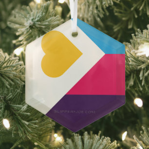 SlipperyJoe's driekleurige polyamorie trotsvlag dr Glas Ornament