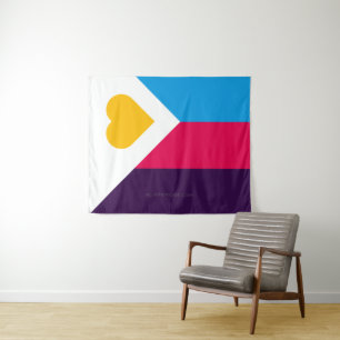 SlipperyJoe's driekleurige polyamorie trotsvlag dr Wandkleed