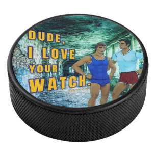 SlipperyJoe's dude houd van je horloge LGBTQIA kun Hockey Puck
