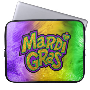 SlipperyJoe's feestelijke Mardi Gras-thema kroon v Laptop Sleeve
