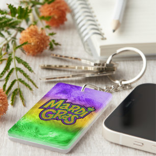 SlipperyJoe's feestelijke Mardi Gras-thema kroon v Sleutelhanger