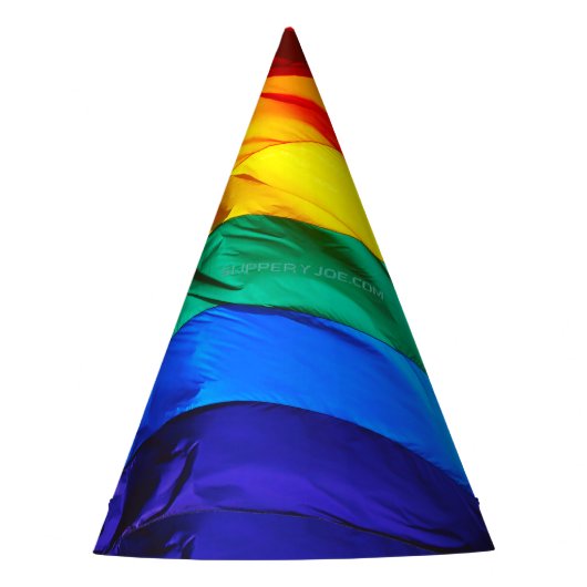 SlipperyJoe's gay pride vlag zwaaien trots kleuren Feesthoedjes (Voorkant)